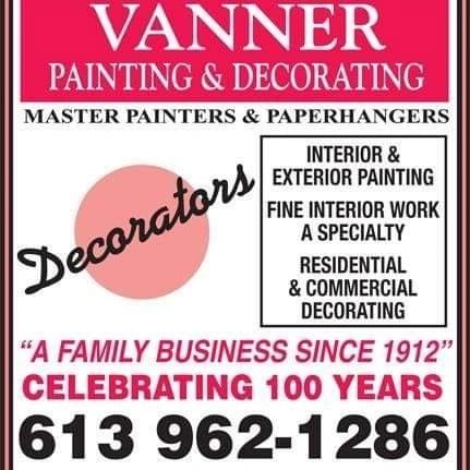 A vintage Vanner Painting and Decorating advertisement marking 100 years in business