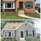 Grey painted brick house exterior