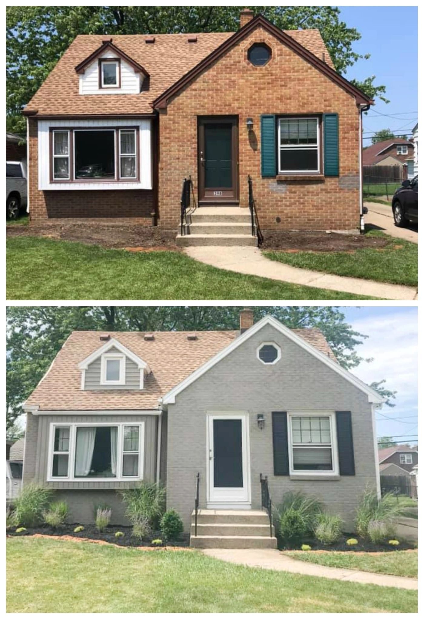 Grey painted brick house exterior